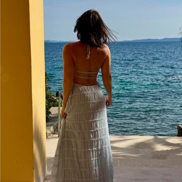 Peppermayo Cream Maxi Dress with Textured Tiered Panels - Picture 3 of 5